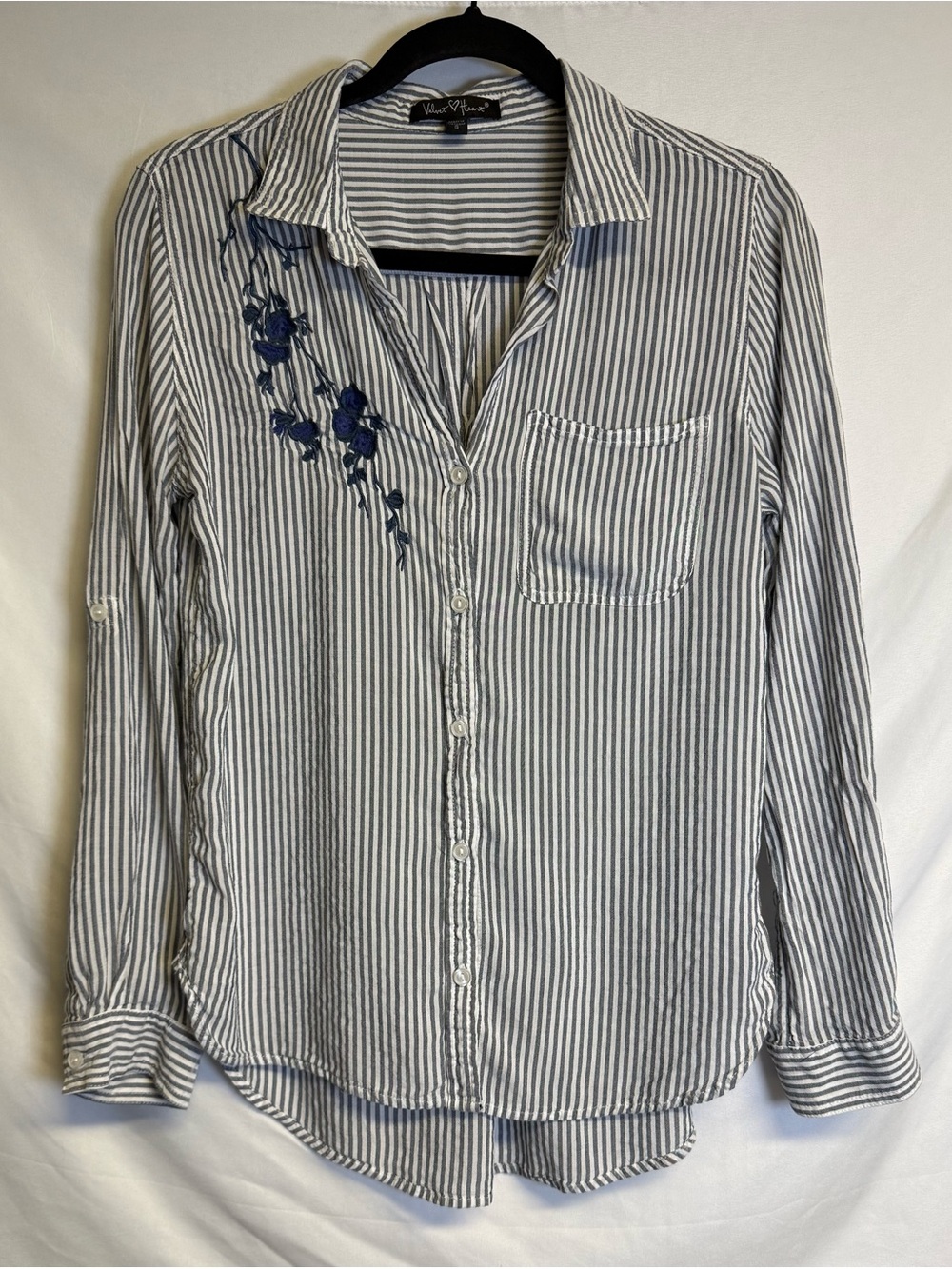 Velvet Heart Navy and White Stripe Button-Down Shirt